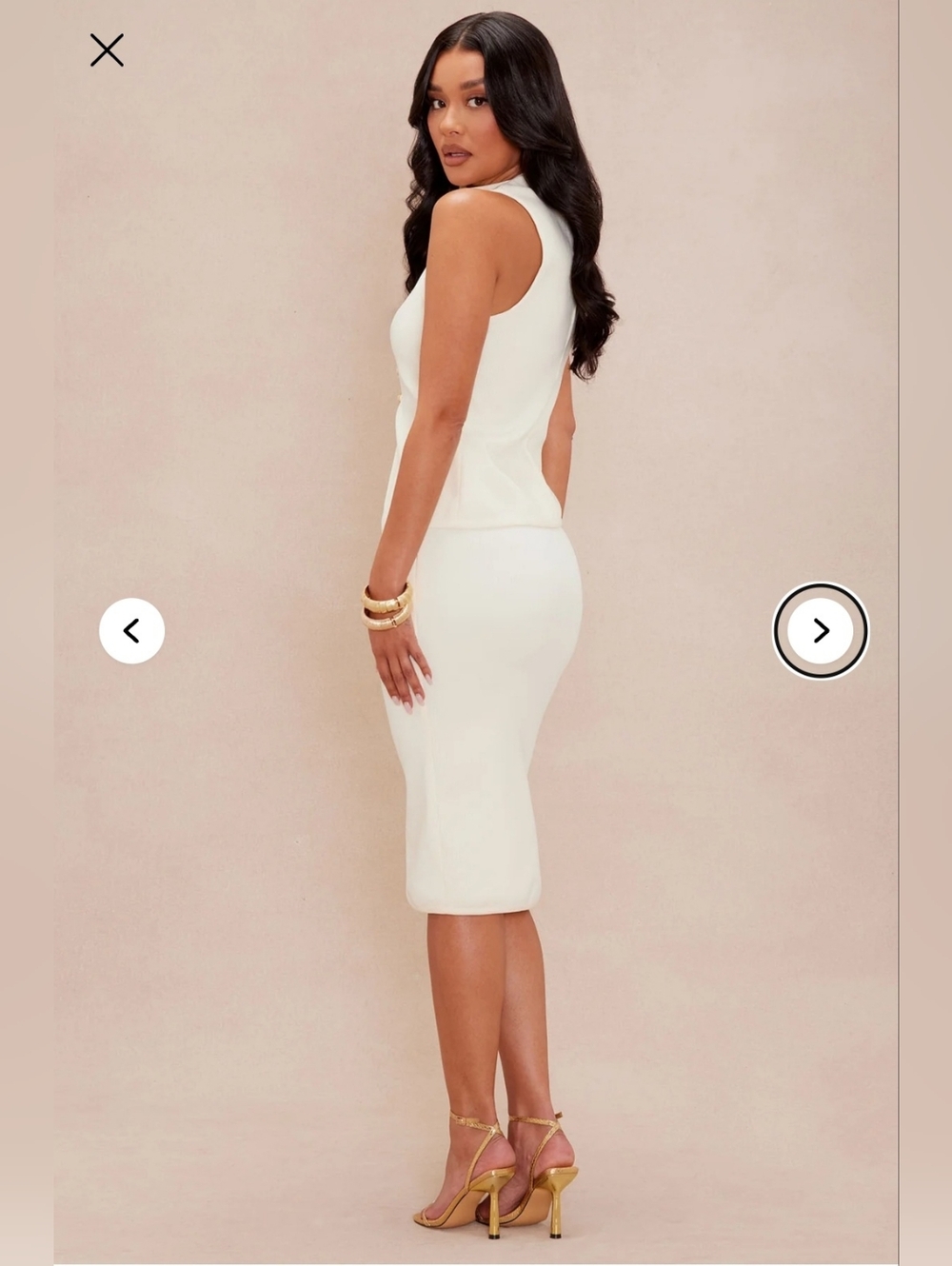 Fashion Nova Womens Luxe Sleeveless Bandage Midi Skirt Set, Cream - Picture 5 of 12